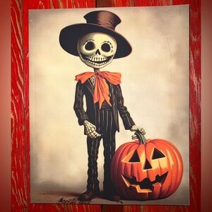 Kids Skeleton Pumpkin Costume with Orange Scarf